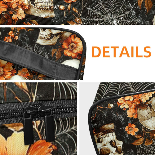 Τσάντα καλλυντικών Halloween sugar skull μεγάλης χωρητικότητας 2