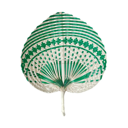 Bamboo Hand Fan Heart Shaped Woven Leaf 1 Piece 2