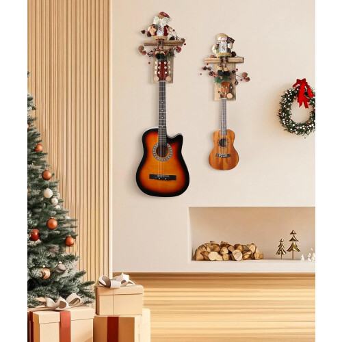 Wooden Guitar Wall Mount with Shelf 2-Pack 1