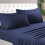 Microfiber Bed Sheets Navy Blue Alaskan King 4-Piece 7