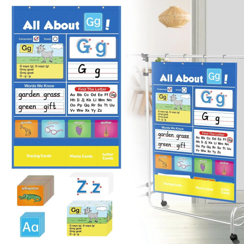 Alphabet Pocket Chart with ABC Flashcards and Letter Tracing 1