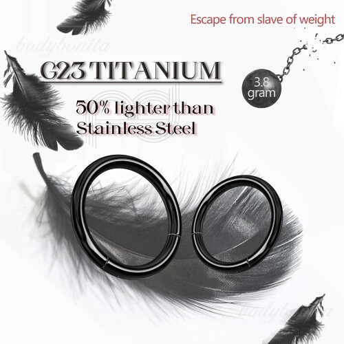 Titanium septumring 8G10G12G10mm12mm14mm sort sølv 1