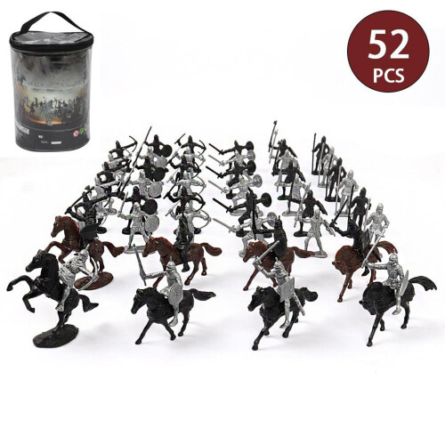 Middeleeuwse ridder actiefiguren van plastic, 52 stuks 2
