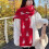Bufanda de punto roja cálida para otoño e invierno, unisex, 1 pieza 4
