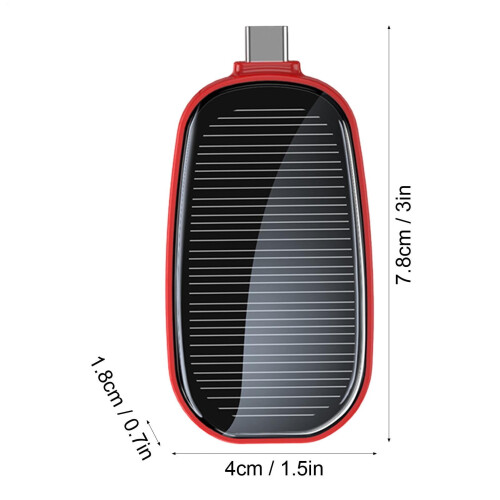 Solcellsdriven nyckelrings-powerbank 1200mAh Typ-C 1
