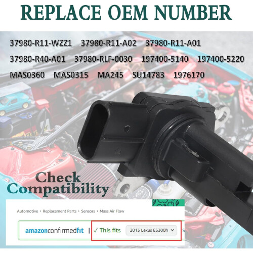 Sensor MAF para Honda Acura 2008–2018 37980R40A01 2