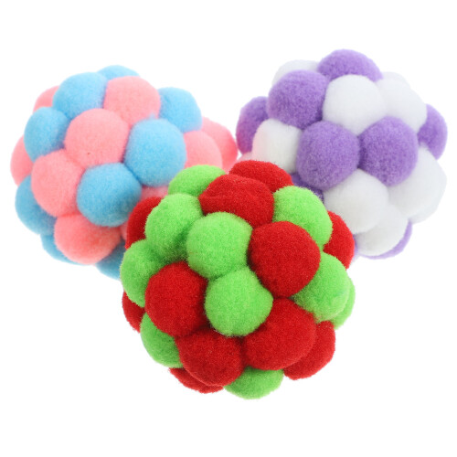 Interactive Cat Toy Balls Fuzzy Design 3 Pcs 2