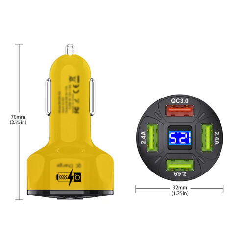Caricabatterie da auto digitale da 36 W con voltmetro a LED 1