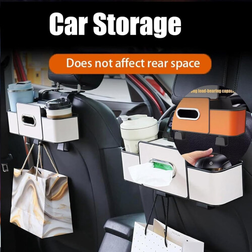 Car Seat Back Organizer Waterproof with Hooks Cup Holder 1