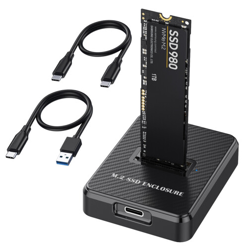 2X 10Gbps Single Bay M.2 SSD Enclosure Hard Disk External Box  NGFF/NVME M.2 Docking Station SSD Hard Disk Enclosure 2