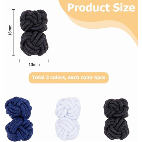 Silk Knot Cufflinks 10mm 18 pcs 3 colors 1