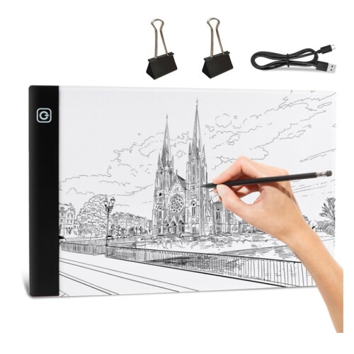 5X A4 LED Light Board, 3 Level Dimmable Brightness USB Power Crafts Light Table for Tracing, Light Drawing Sketch Pad 1