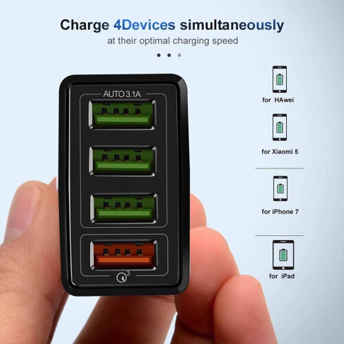 Hub Hyper Charge Pro 4 ports QC3.0 noir 2 2