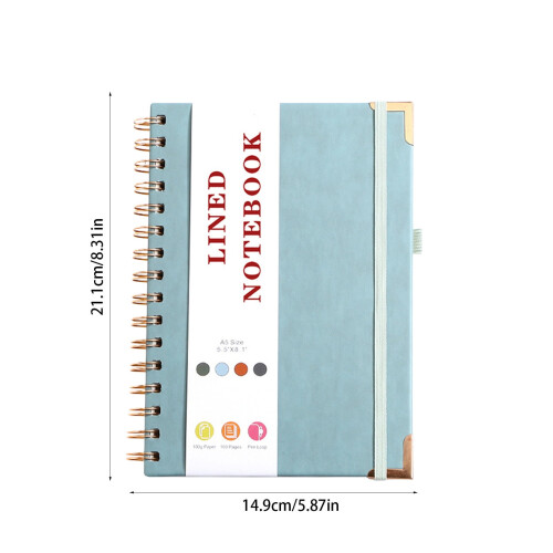 Lined Spiral Journal A5 Light Blue 160 Pages Hardcover 2