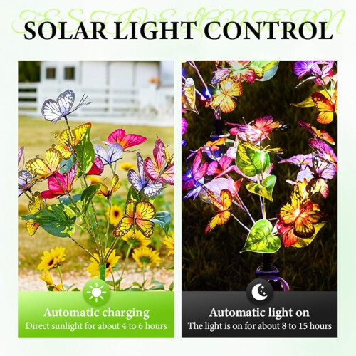 Butterfly Solar Garden Lights Outdoor 2 Pack 2