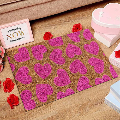 Red Heart Rug Polyester Non-Slip Absorbent 1 pcs 1