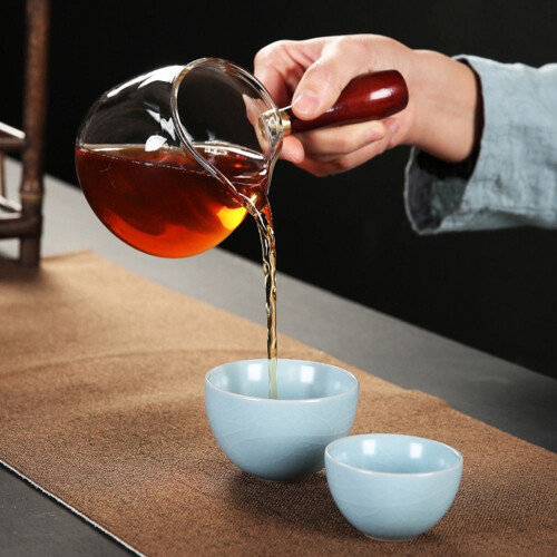Tea Dispenser with Wooden Handle and Borosilicate Glass 2