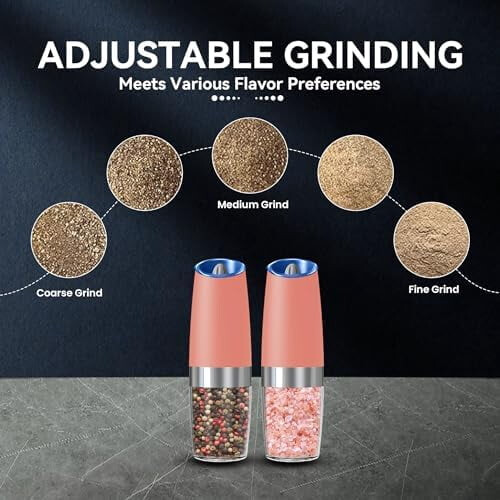 Electric Salt and Pepper Grinder Set Pink 2-Pack 2