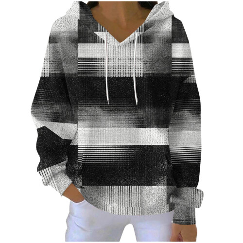 Women's Printed Cotton Hoodie with Pockets and Drawstring 1