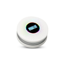 Combinatie rook- en koolmonoxidemelder, rookmelder met dubbele sensor, LCD-display en geluidsalarm voor gebruik in uw huis.