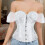 Gotische crop top met korset en elastische taille voor dames 3