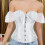 Gotische crop top met korset en elastische taille voor dames 8