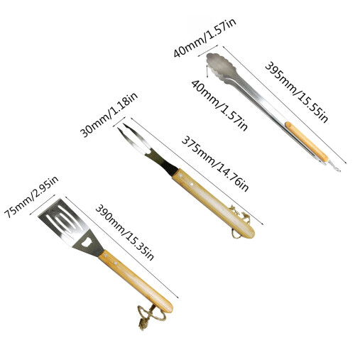 BBQ Grilling Accessories Set Stainless Steel 3-Piece 2