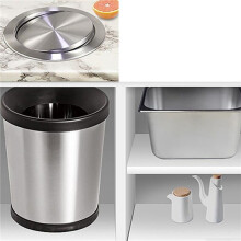 10X Stainless Steel Garbage Flap Lid Trash Bin Cover Flush Built-in Balance Swing Flap Garbage Lid D