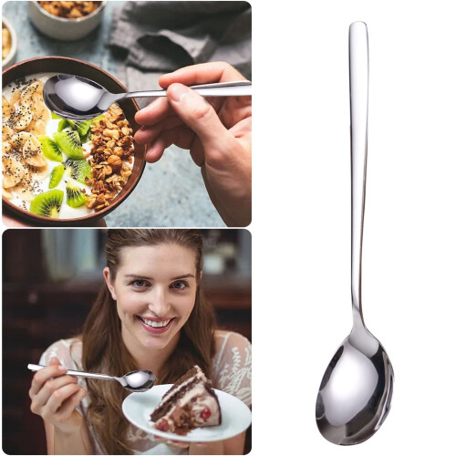 Stainless Steel Long Handle Spoon Silver 1 Pcs 2