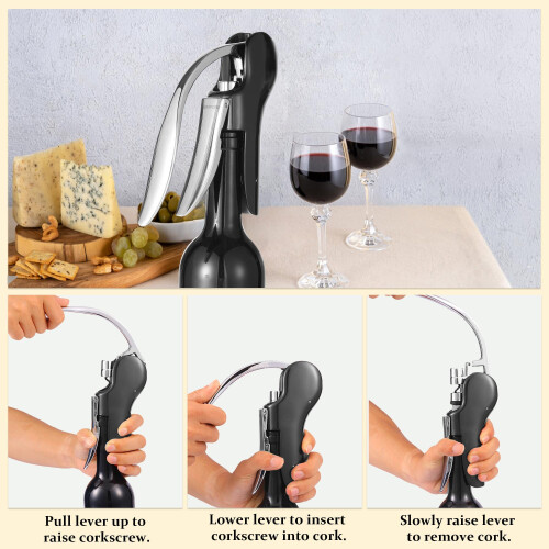 Manueller Korkenzieher mit ergonomischem Griff und Weinverschluss 1