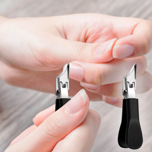 Coupe-ongles biseauté en acier inoxydable à long manche courbé 1