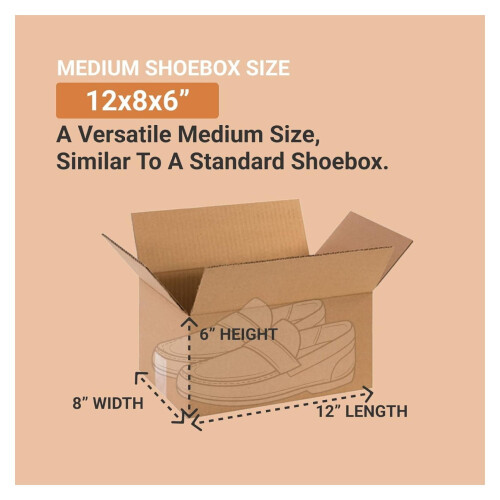 Caixa de papelão ondulado 12x8x6 polegadas, 25 unidades 2