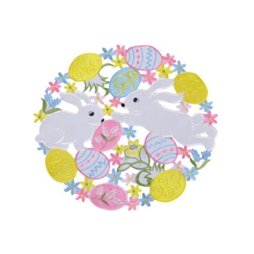 Easter Bunny Placemats Floral Rabbit Eggs Round 14 Inch 1