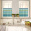 Boho Kitchen Curtain Set Geometric Stripes Teal Blue Green 4