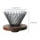 Cafetera de vidrio gris a rayas con base de madera. 3