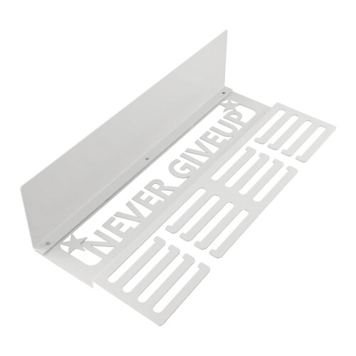 Metal Wall-Mounted Medal Display Rack with Shelf White 2