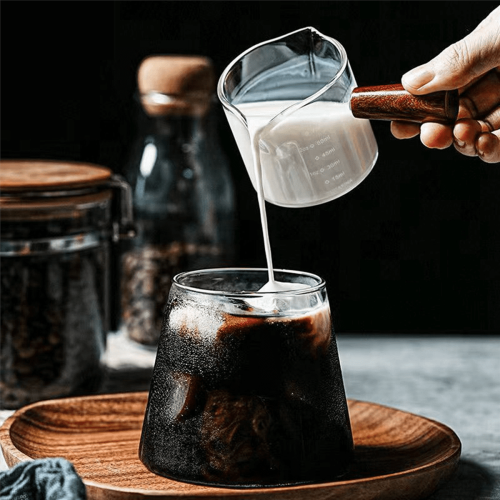 Espressomessbecher aus Glas mit Holzgriff, 120 ml 2