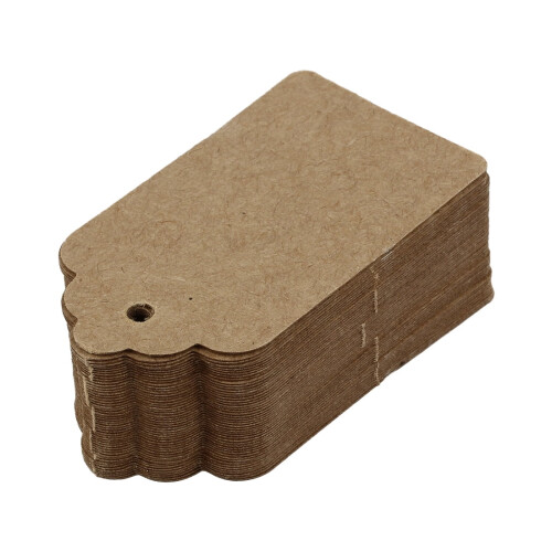Rustic Scalloped Paper Card 40mm x 70mm Blank Brown Gift 2