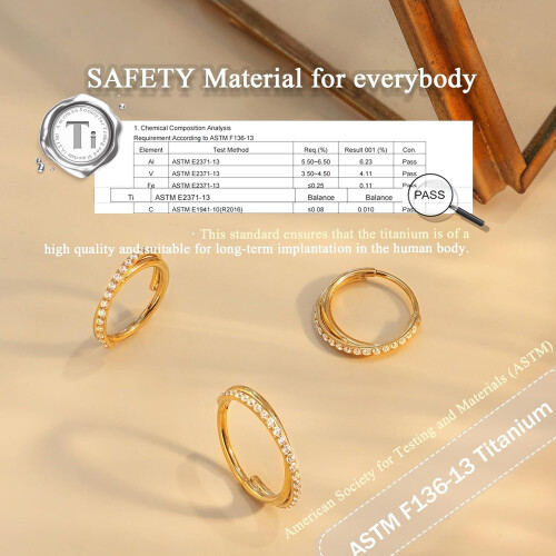 G23 Κρίκοι μύτης από τιτάνιο με CZ16G–20G6–12mm 1
