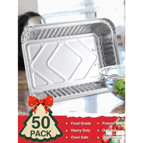 Aluminum Pans with Lids 8x6 inches 50-Pack 2