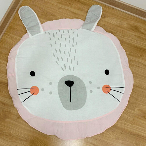 Kids rabbit rug cotton round mat 85 x 2 cm 1