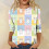 Women's Easter top with rabbit print, 3/4 sleeve, crew 2