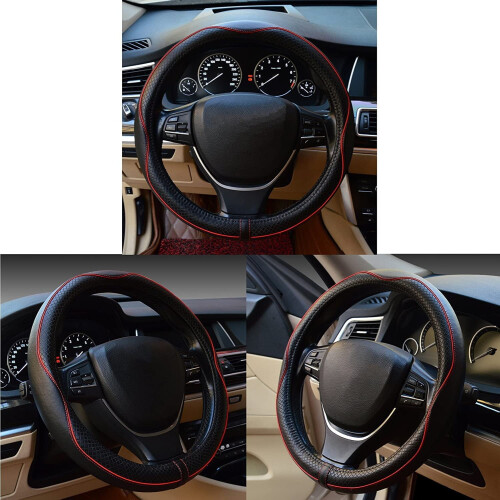 Steering Wheel Cover Microfiber Leather Rubber Grip 1 Pack 2