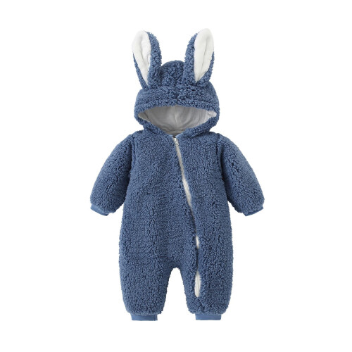 Baby Flannel Easter Romper with 3D Rabbit Ears 1