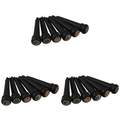 18 Pezzi Nero Ebano Shell Guitar Bridge Bone Pins Set con Abalone Dot Verde per Accessori Chitarra Acustica