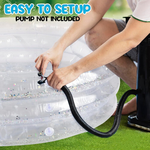 Inflatable Kiddie Pool 34x10 Inch 3-Level Transparent with 2
