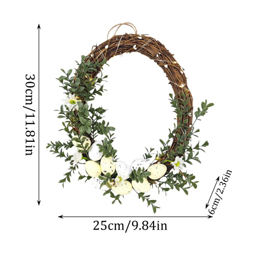Guirlanda de Páscoa em forma de ovo de videira, 30 cm, decoração boho-chá. 2