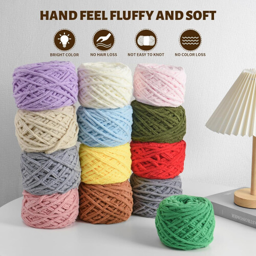 Chenille Yarn Soft Velvet for Crochet Knitting Blankets 2