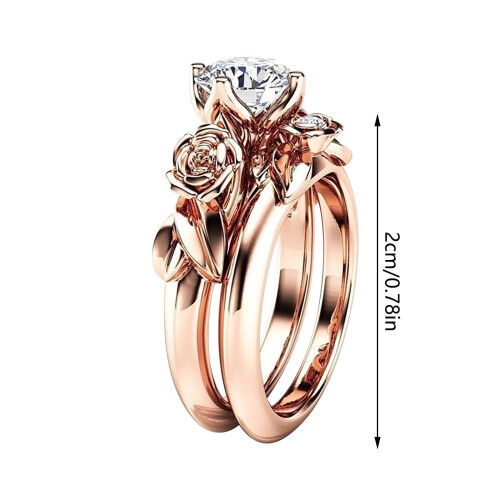 Women's Rose Flower Diamond Couple Ring 2