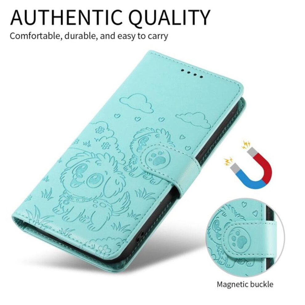 Samsung Galaxy M06 5G Flip Case Embossed Leather Rfid Green 9170372588299